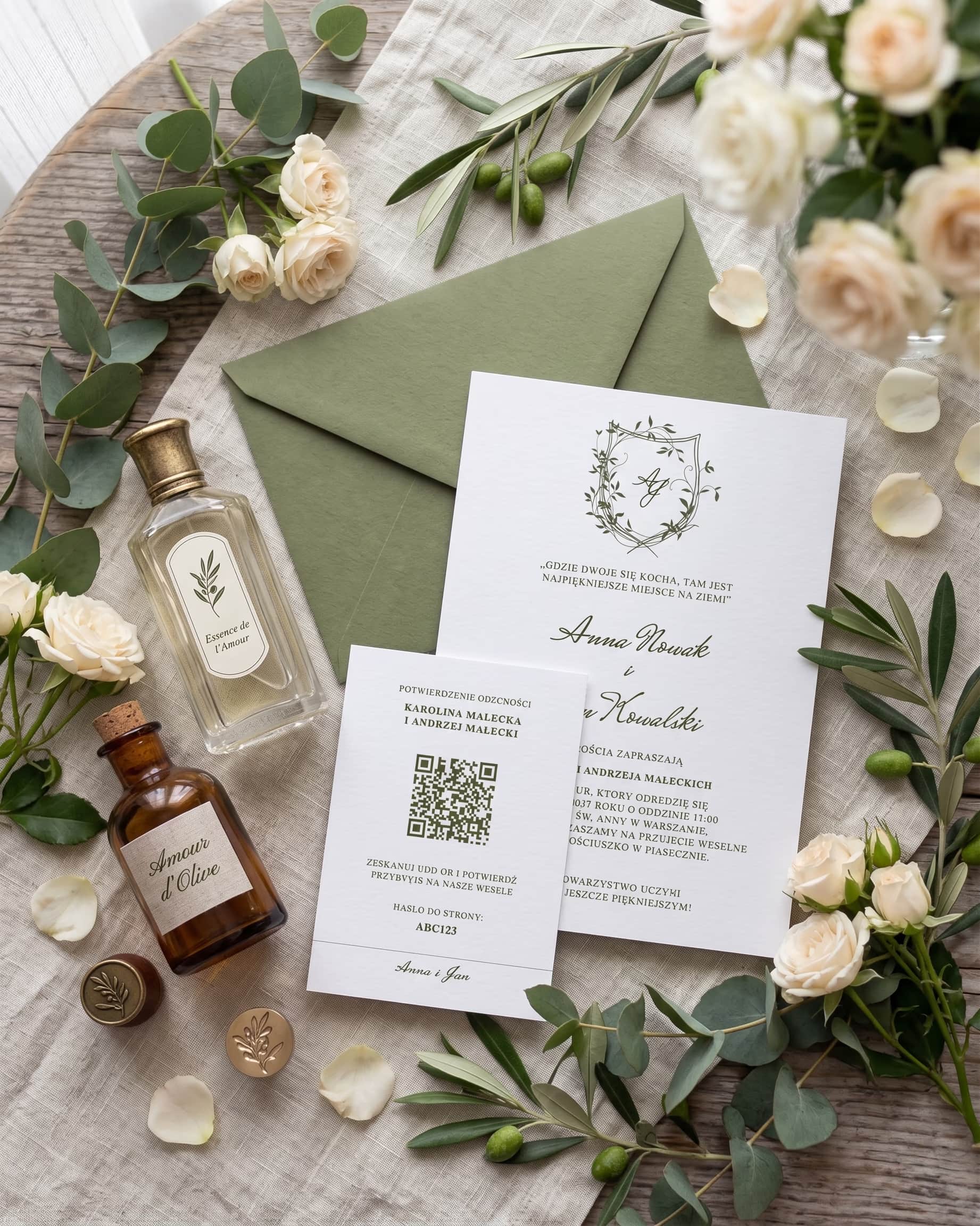 Eleganckie zaproszenia ślubne na kwiatowym tle