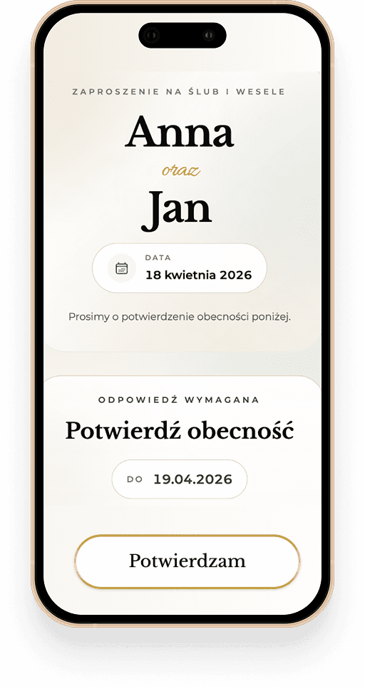 Telefon ze stroną RSVP do zaproszenia ślubnego