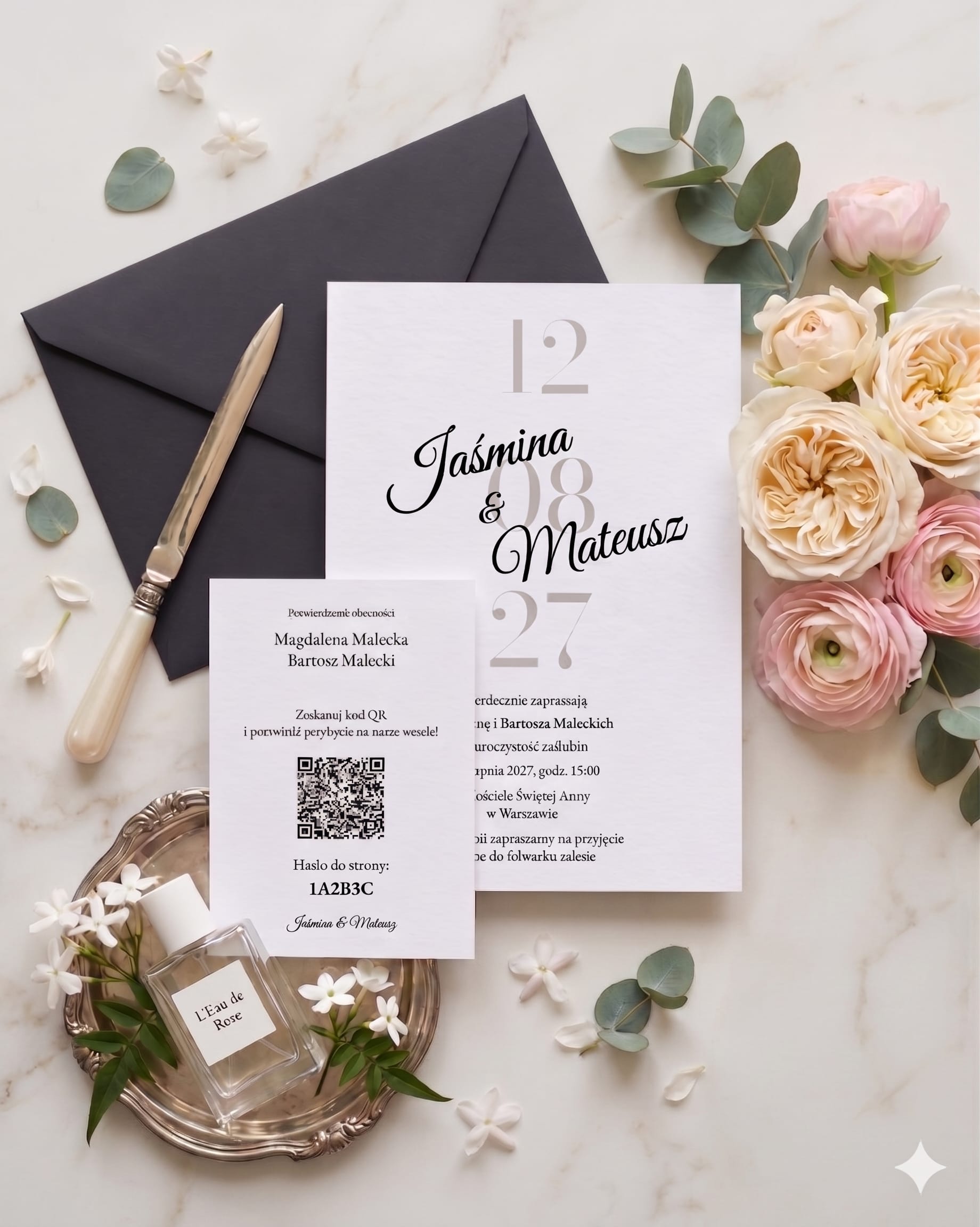 Eleganckie zaproszenia ślubne na luksusowym papierze